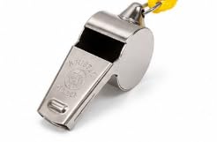 Steel Coach Whistle Set of 10 with Yellow Lanyards & Storage Cases