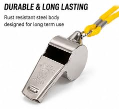 Steel Coach Whistle Set of 10 with Yellow Lanyards & Storage Cases