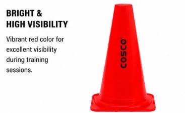 Training Cones Pack of 12 Red with Wide Base