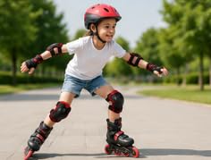 Kids Cycle Knee and Hand Guard Set, Safe and Durable Red