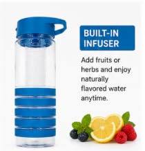 Infuser Water Bottle with Fruit Strainer, purple, Clear
