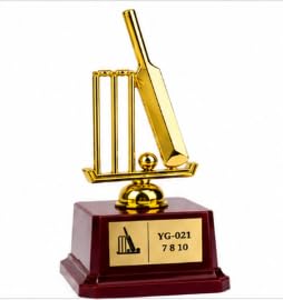 Cricket Trophy Award with Wooden Base 16 cm Gold Finish