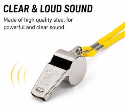 Steel Coach Whistle Set of 10 with Yellow Lanyards & Storage Cases