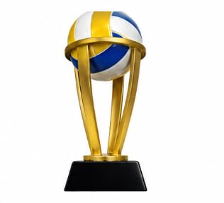 Volleyball Trophy Award with Engraved Base, Gold and Black