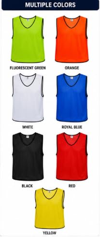Training Bibs Pack of 12 Single Color Mesh Sports Vests