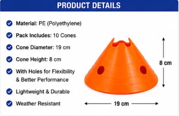 Flat Training Cones for Football Basketball & Agility Pack of 10