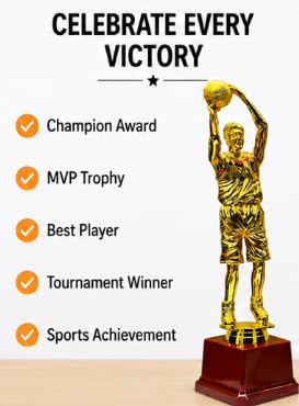 Basketball Trophy Award 27 cm Gold Finish with Wooden Base