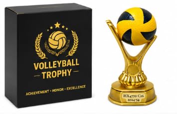 Volleyball Trophy Award, Gold Figurine with Ball on Top