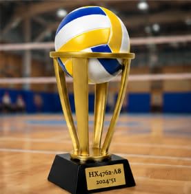 Volleyball Trophy Award with Engraved Base, Gold and Black