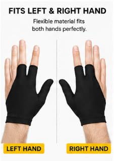 Black Billiard Snooker Three-Finger Glove Pack of 12