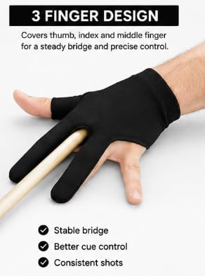 Black Billiard Snooker Three-Finger Glove Pack of 12