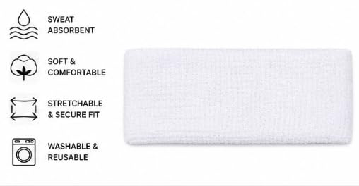 Sports Headband Soft Cotton Sweat Band for Gym & Running black