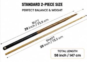 FALAH 2-Piece Wooden Billiard Cue Stick with 12mm Tip