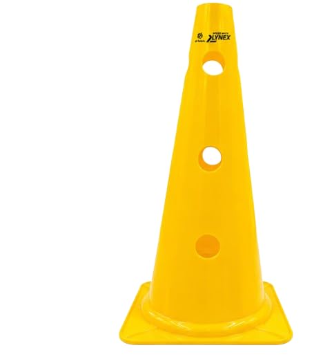 LYNEX Training Cone with Holes 38cm Yellow PVC Pack of 6