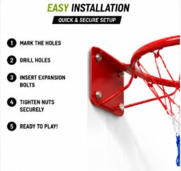 Heavy Duty Basketball Ring with Net 45 cm Steel Hoop Set