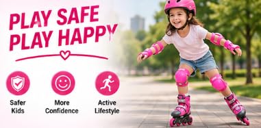 Kids Cycle Knee and Hand Guard Set, Safe and Durable Red