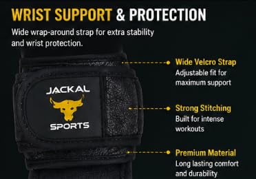 Jackal Sports Weight Lifting Gloves with Wrist Support