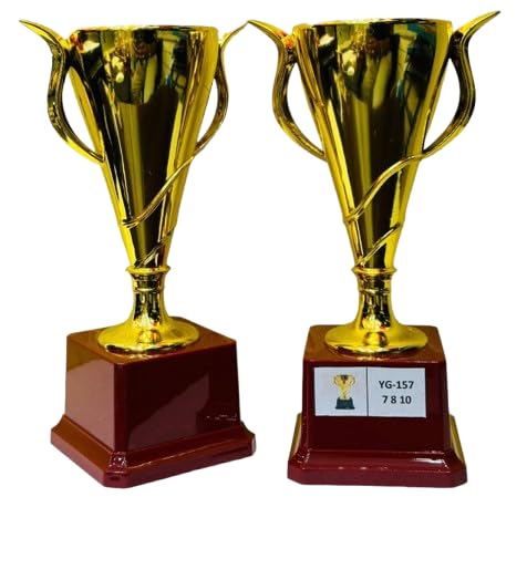 Open Cup Trophy Gold Finish with Red Base YG-157, 19 cm
