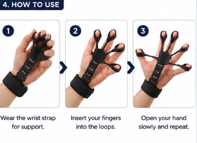 Silicone 5-Finger Trainer Hand Exerciser with Wrist Strap
