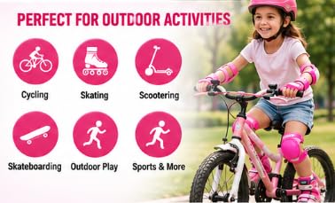 Kids Cycle Knee and Hand Guard Set, Safe and Durable Red