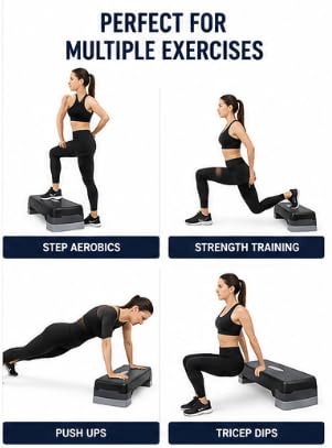 Falah Aerobic Step Platform Adjustable Fitness Stepper for Home Gym