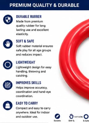 Rubber Tennikoit Ring Set, 4 Pcs, Red Yellow Blue Orange, 16 cm