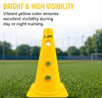 LYNEX Training Cone with Holes 38cm Yellow PVC Pack of 6