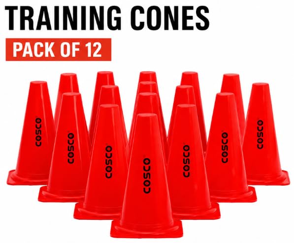 Training Cones Pack of 12 Red with Wide Base