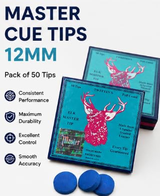 Master Billiard Cue Tips 12mm Blue Replacement Pack of 50