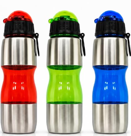 Sports Water Bottle Pack of 6 Stainless Steel & BPA Free