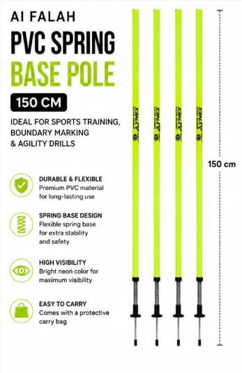 AI Falah PVC Spring Base Pole 150 cm, Neon Green