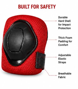 Kids Cycle Knee and Hand Guard Set, Safe and Durable Red
