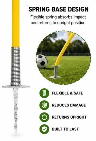 Football Corner Flag Set with Spring Base, 4 Poles & Carry Bag