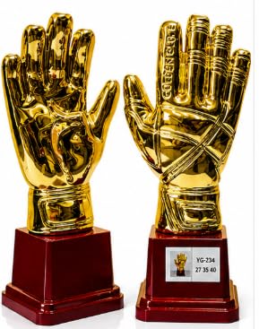 Golden Glove Trophy Award, Gold Finish on Wooden Base