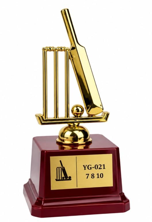 Cricket Trophy Award with Wooden Base 16 cm Gold Finish