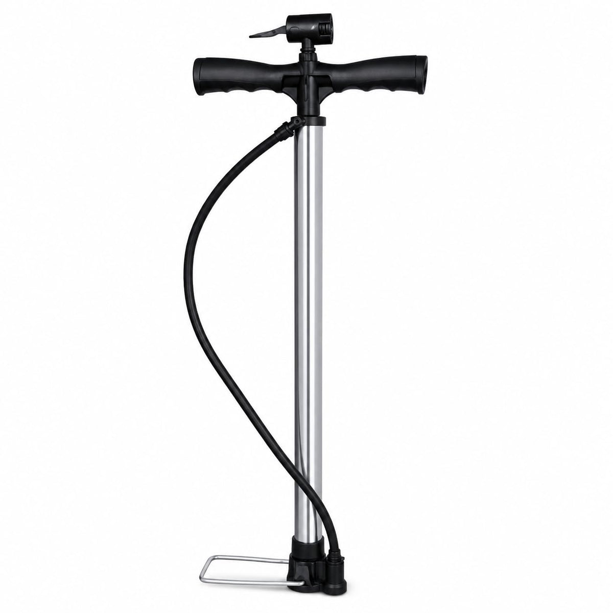 Floor Standing Bicycle Pump with Pressure Gauge, Steel