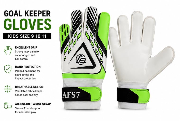 AFS7 Goalkeeper Gloves with Latex Palm, Sizes