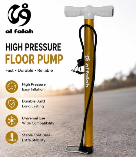 Al falah High Pressure Floor Pump with Ergonomic T-Handle