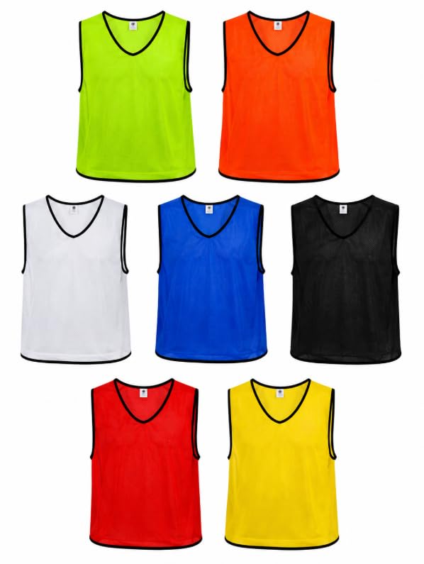 Training Bibs Pack of 12 Single Color Mesh Sports Vests