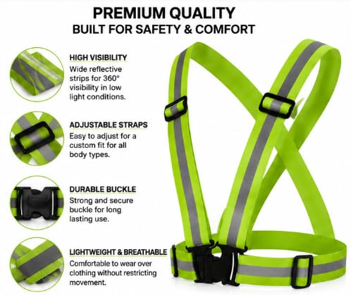 Reflective Safety Vest Harness for Cycling, Hi-Vis Yellow