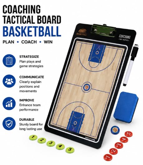 Basketball Coaching Tactical Board with Full Court Design