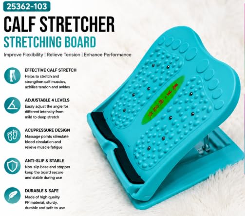 Calf Stretcher Stretching Board with Acupressure Design, Blue