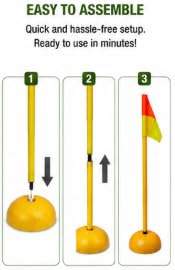 Football Corner Flag Set with PVC Base, 4 High-Visibility Flags