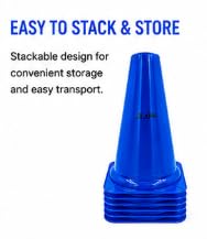 Training Cone Blue 30cm Heavy-Duty PVC Sports Cone Pack of 6