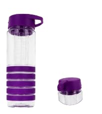 Infuser Water Bottle with Fruit Strainer, purple, Clear