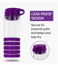 Infuser Water Bottle with Fruit Strainer, purple, Clear