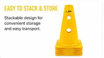 LYNEX Training Cone with Holes 38cm Yellow PVC Pack of 6