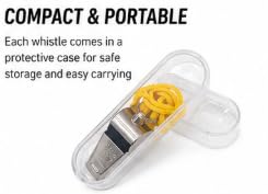 Steel Coach Whistle Set of 10 with Yellow Lanyards & Storage Cases