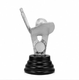 Golf Trophy Award Figurine with Engraved Base, Silver