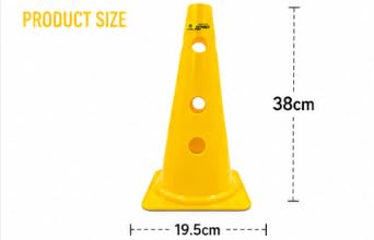 LYNEX Training Cone with Holes 38cm Yellow PVC Pack of 6